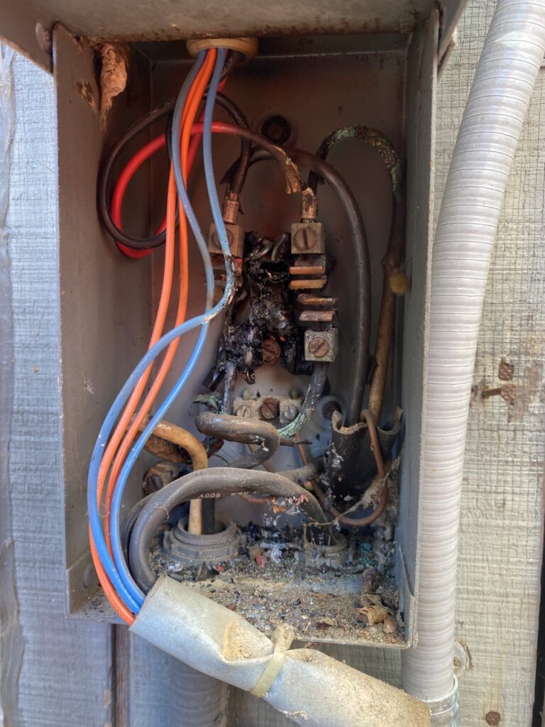 electrical disconnect burnt