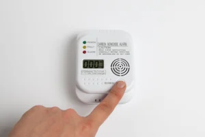 Furnace heat exchanger cracked causing carbon monoxide risk in Iron Station, NC: hand pressing the test button