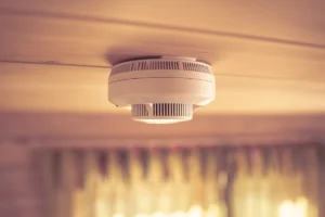 Furnace heat exchanger cracked leaking carbon monoxide in Cherryville, NC: ceiling-mounted carbon monoxide detector